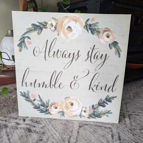Boho Southwest Floral Stretched Canvas Wall Art, "Always Stay Humble & Kind" - Picture 2 of 5